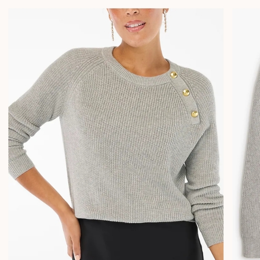 J Crew Factory Button raglan crewneck sweater CF318 SZ XL NWT